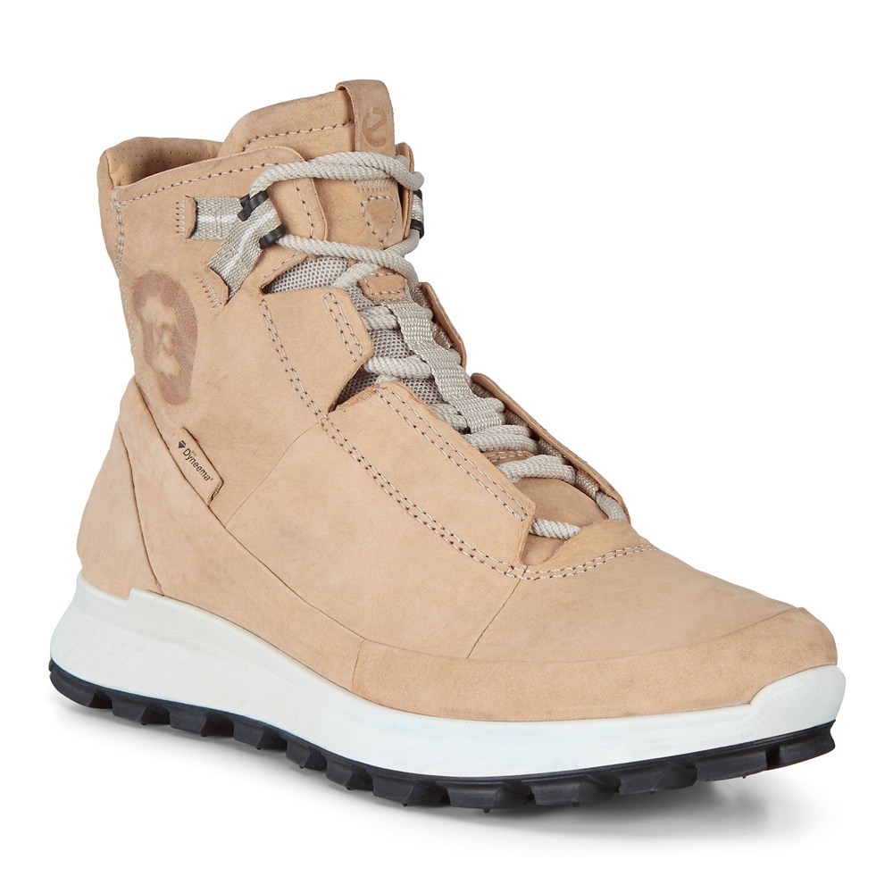 Womens Hiking Shoes - ECCO Exostrike Mid Boot - Beige - 8360PHBDF